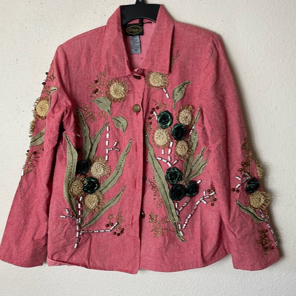 Alex Kim Button Up Embroidered Jacket Lined with assorted trimmings and …